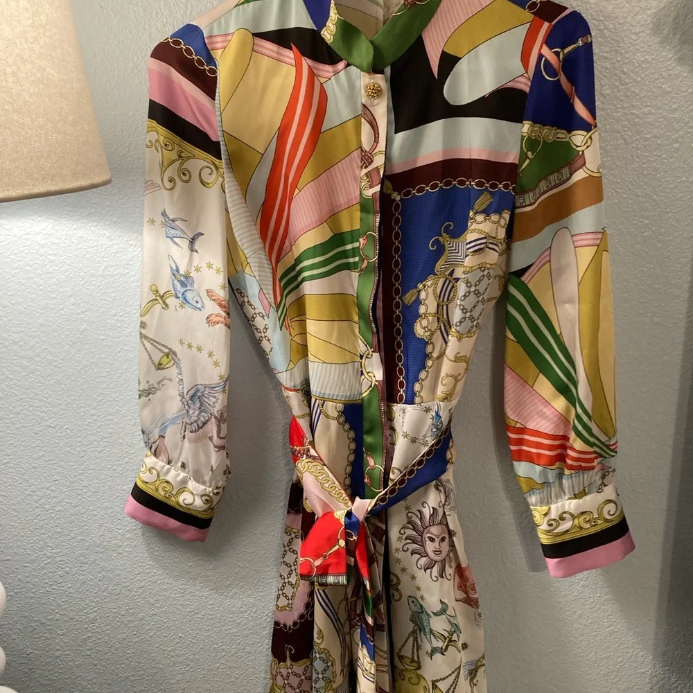 EUC Zara Gorgeous Print Tie Waist Dress - Picture 4 of 7